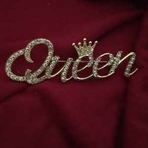 FOR THE QUEEN RHINESTONE BROOCH